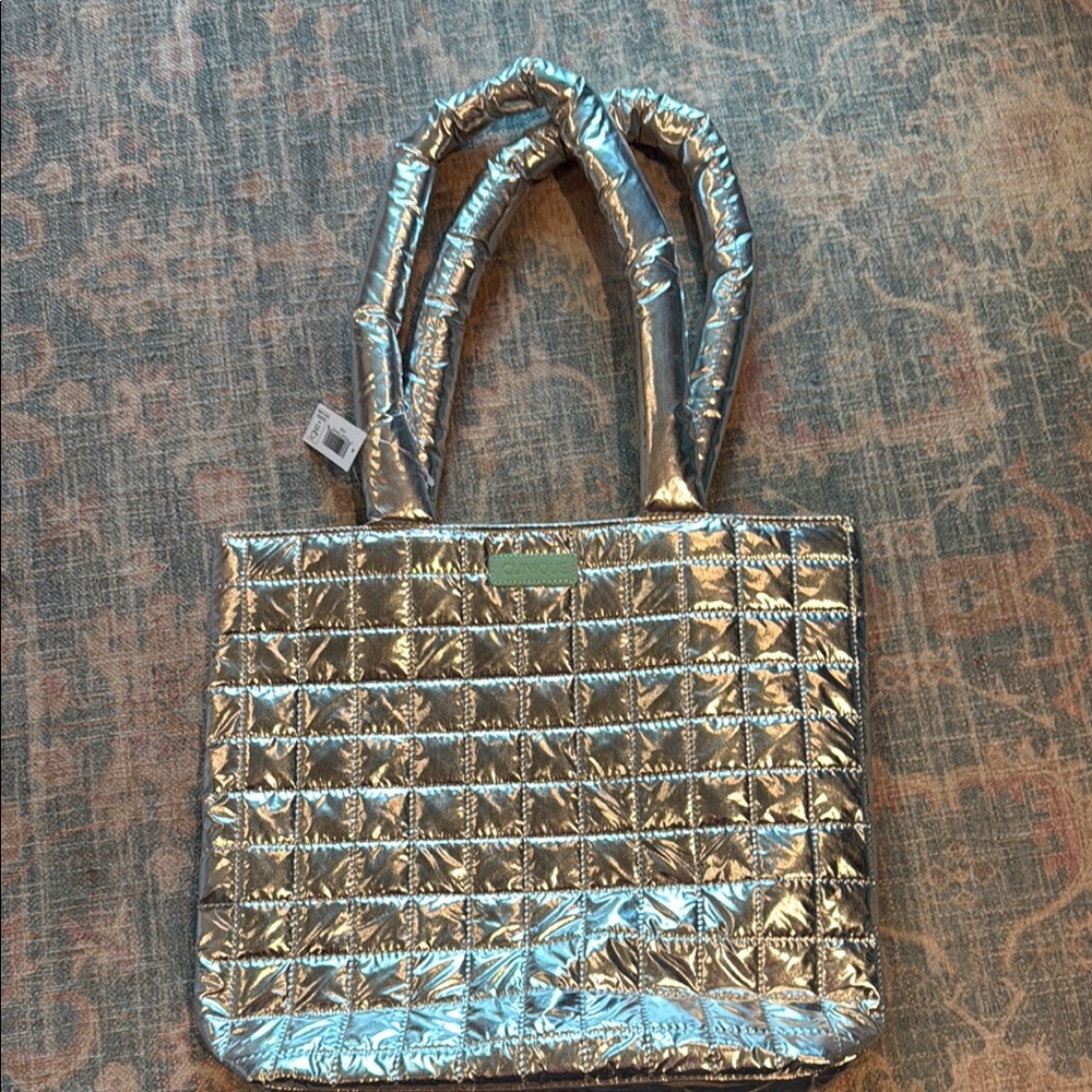 Clinique Silver Quilted Tote Bag
